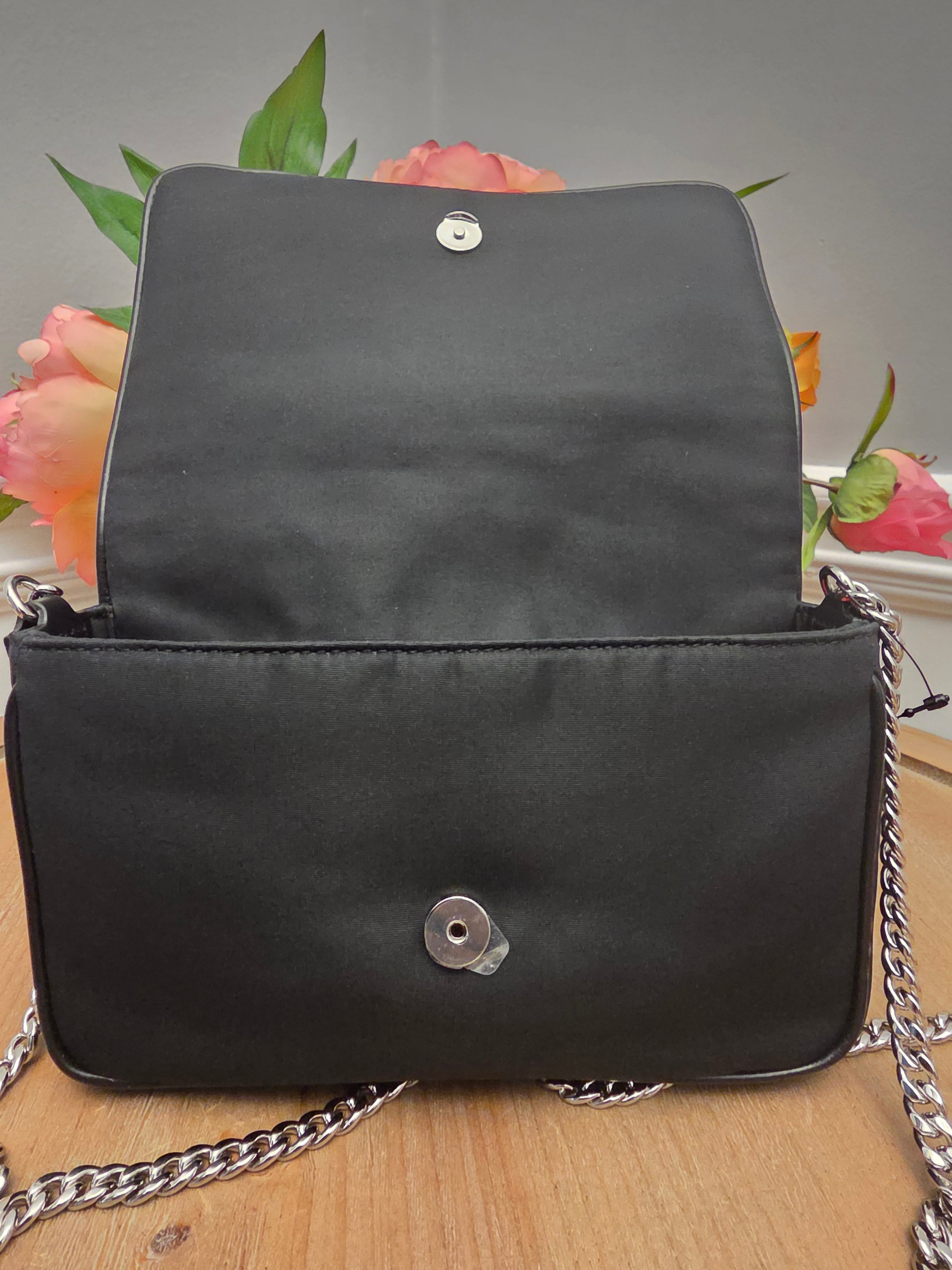 Alexander McQueen Graffiti Skull Satin Chain Crossbody Bag