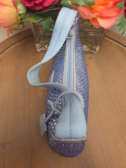 Prada Crystal Embellished Re-Edition Satin Mini Shoulder Bag – Periwinkle Blue