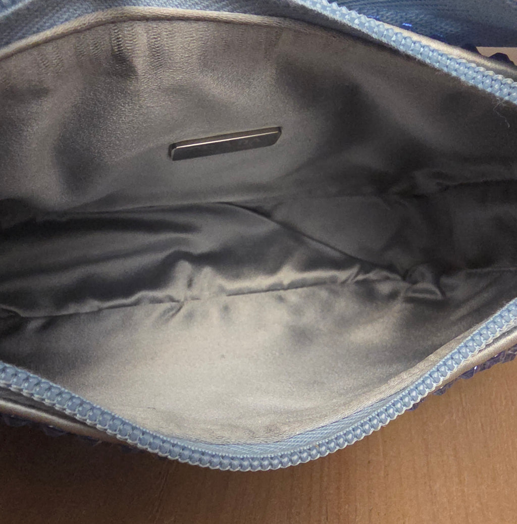 Prada Crystal Embellished Re-Edition Satin Mini Shoulder Bag – Periwinkle Blue