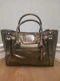 Dolce & Gabbana Miss Easy Metallic Bronze Croc Embossed Leather Tote Bag