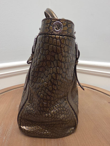 Dolce & Gabbana Miss Easy Metallic Bronze Croc Embossed Leather Tote Bag