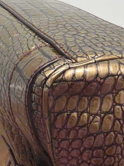 Dolce & Gabbana Miss Easy Metallic Bronze Croc Embossed Leather Tote Bag