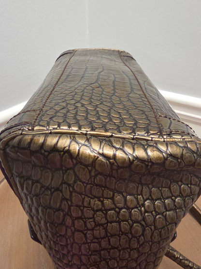 Dolce & Gabbana Miss Easy Metallic Bronze Croc Embossed Leather Tote Bag