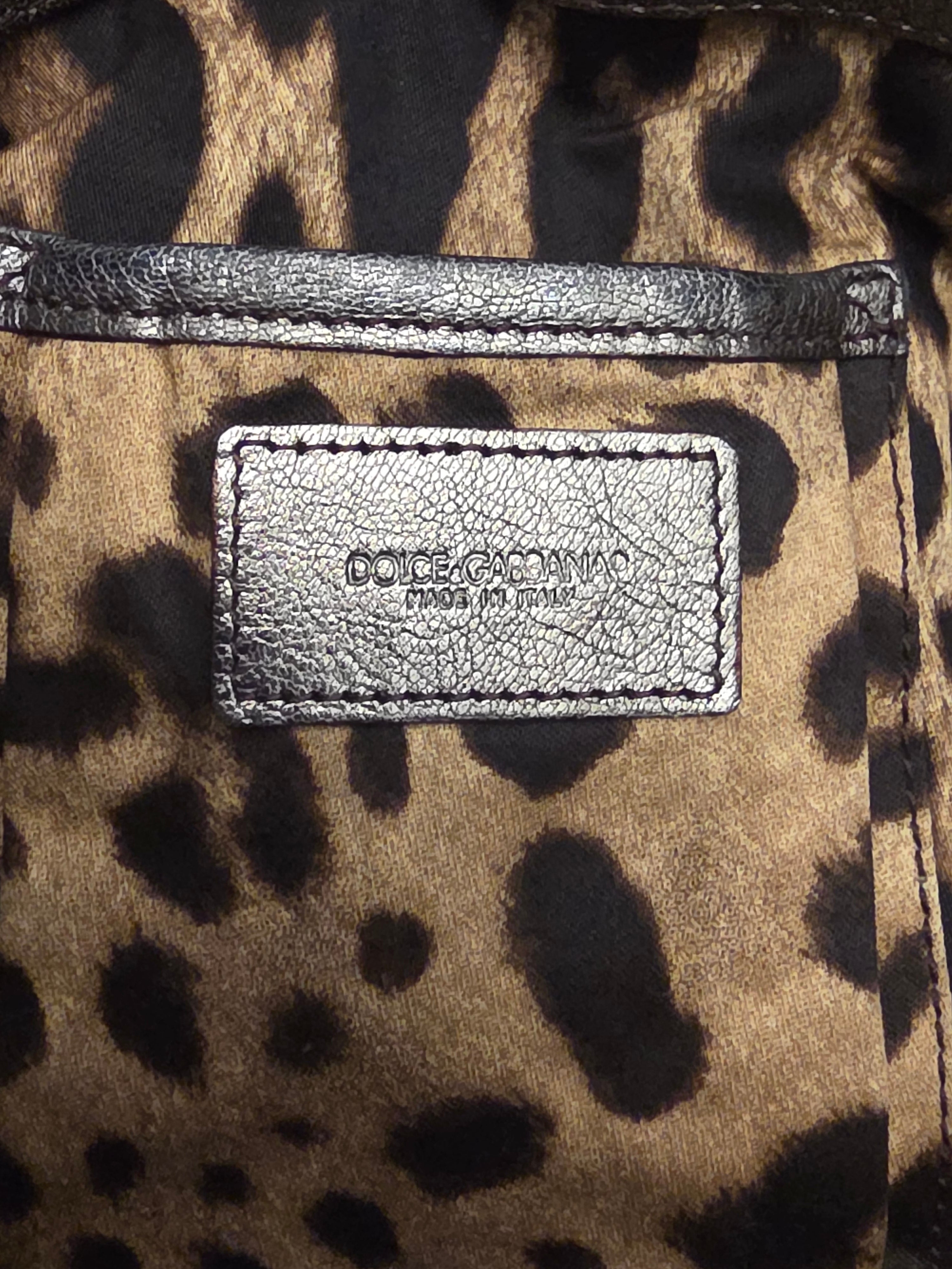Dolce & Gabbana Miss Easy Metallic Bronze Croc Embossed Leather Tote Bag