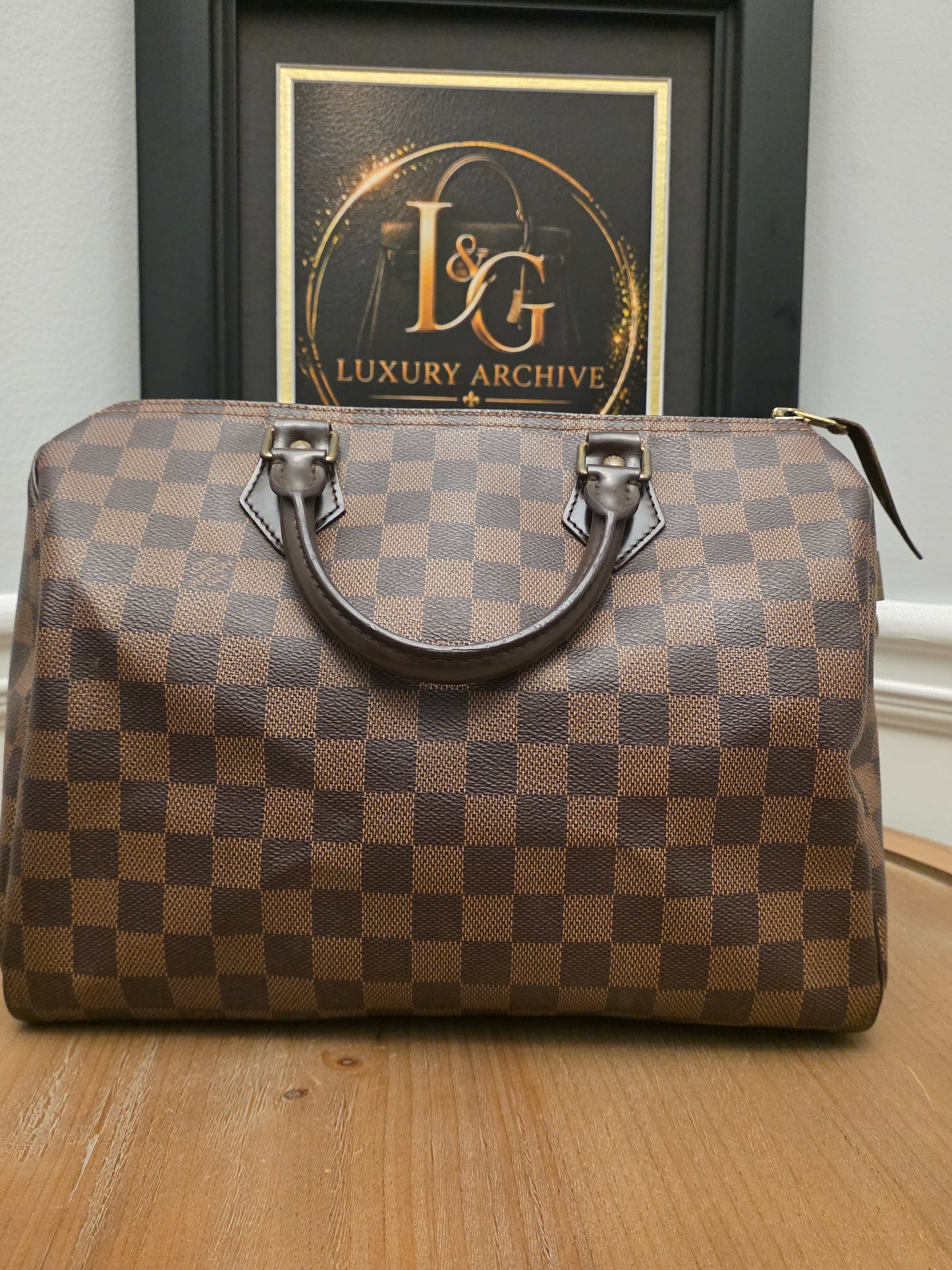 Louis Vuitton Damier Ebene Speedy 30 Satchel Bag