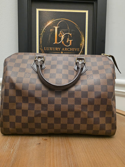 Louis Vuitton Damier Ebene Speedy 30 Satchel Bag