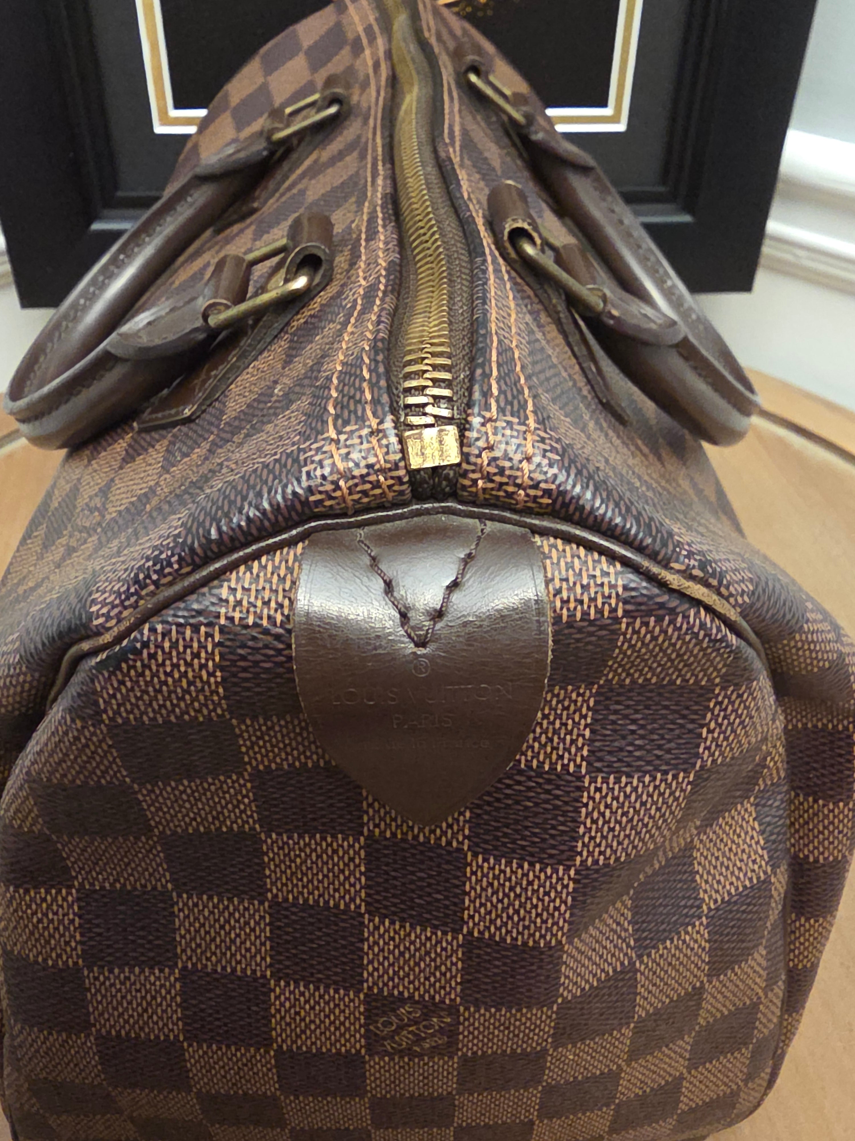 Louis Vuitton Damier Ebene Speedy 30 Satchel Bag