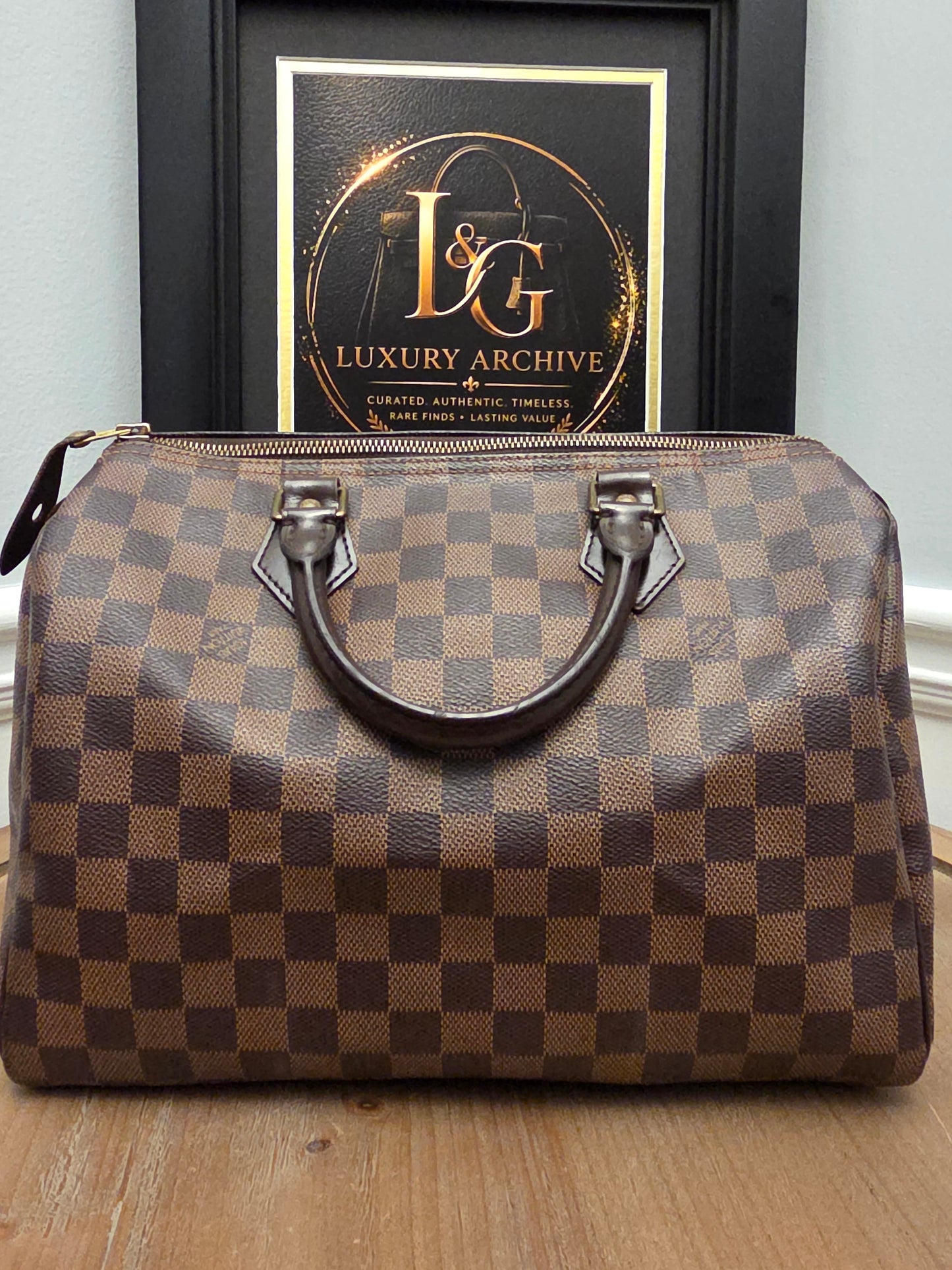 Louis Vuitton Damier Ebene Speedy 30 Satchel Bag