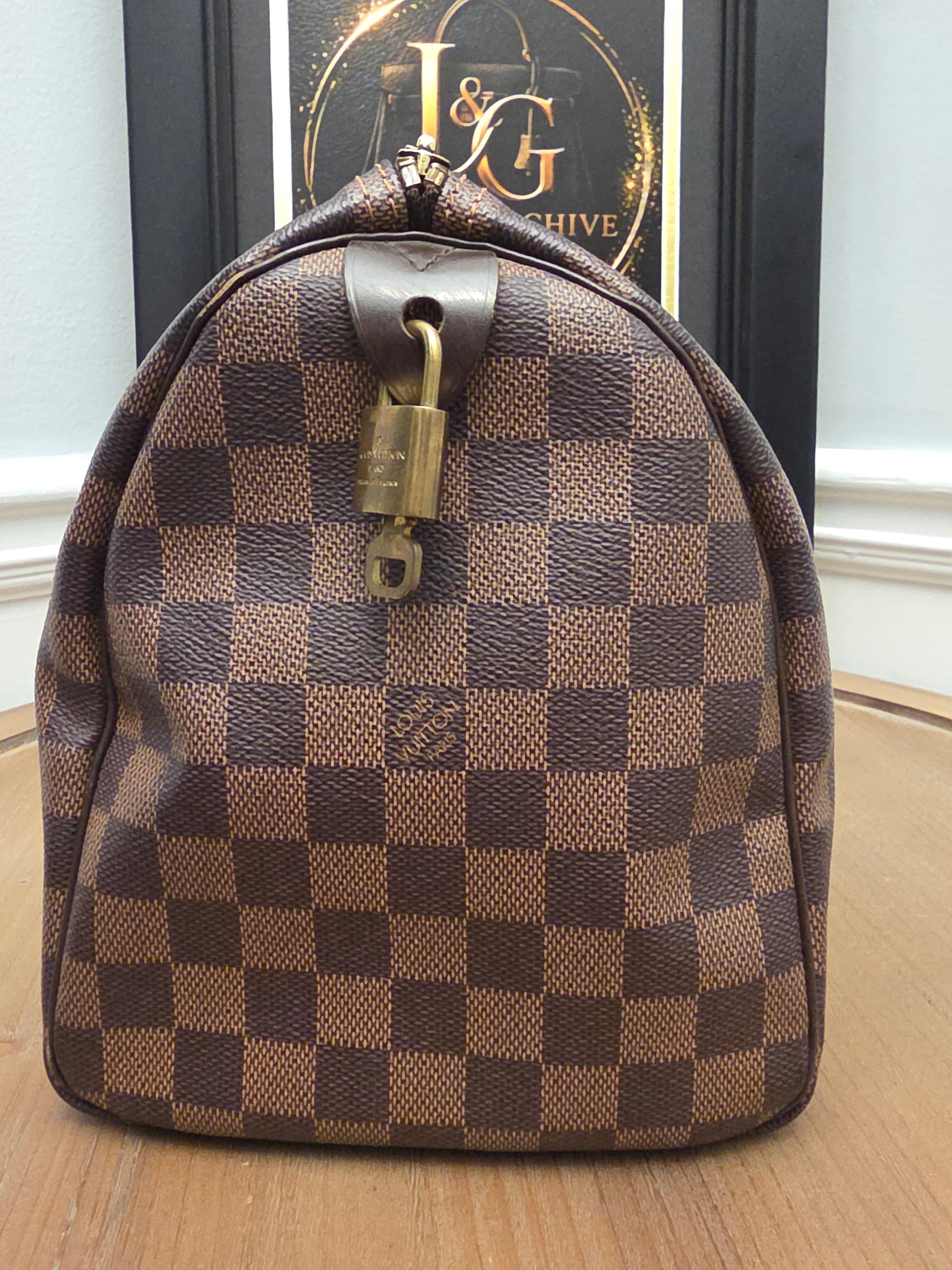 Louis Vuitton Damier Ebene Speedy 30 Satchel Bag