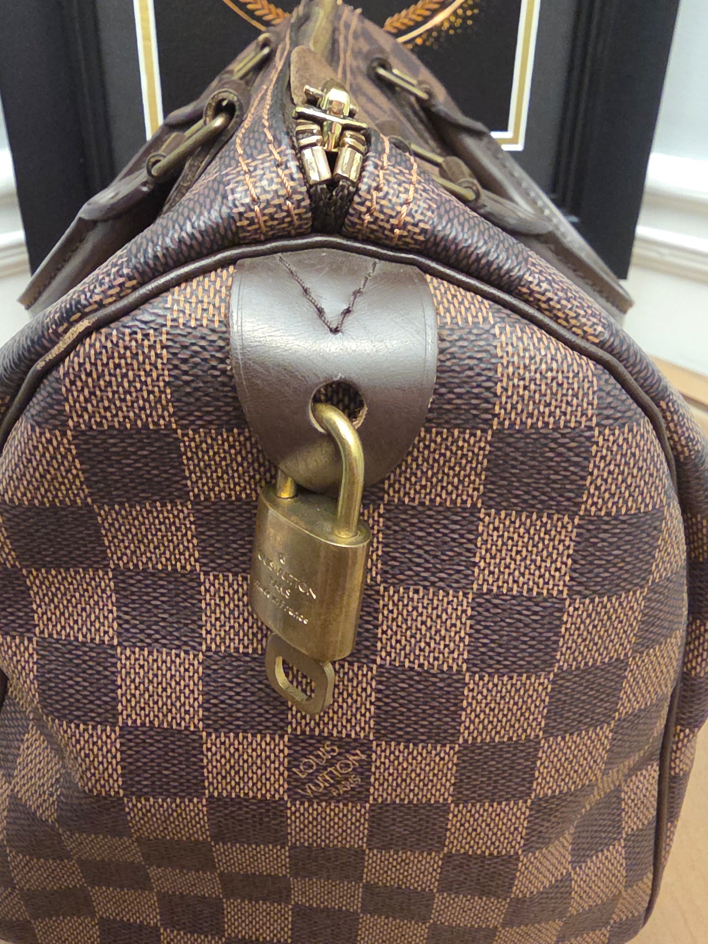 Louis Vuitton Damier Ebene Speedy 30 Satchel Bag