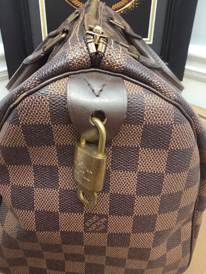 Louis Vuitton Damier Ebene Speedy 30 Satchel Bag