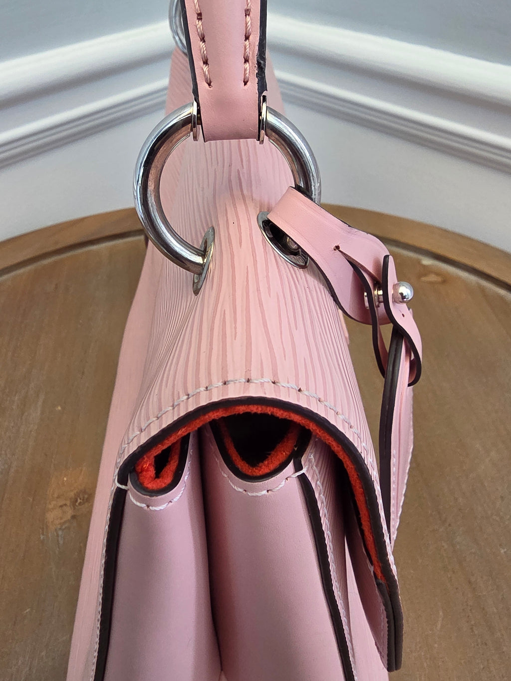 Louis Vuitton Cluny BB Epi Leather Rose Ballerine Top Handle Bag