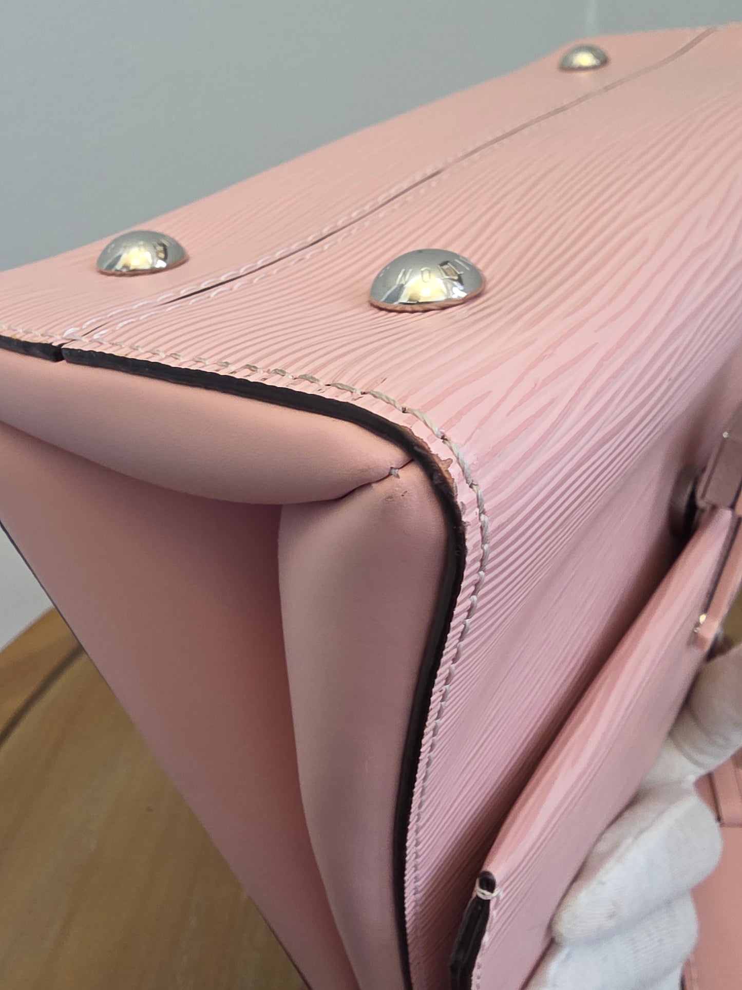 Louis Vuitton Cluny BB Epi Leather Rose Ballerine Top Handle Bag