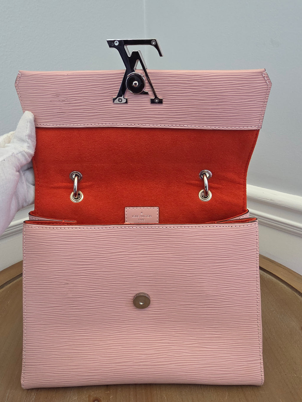 Louis Vuitton Cluny BB Epi Leather Rose Ballerine Top Handle Bag