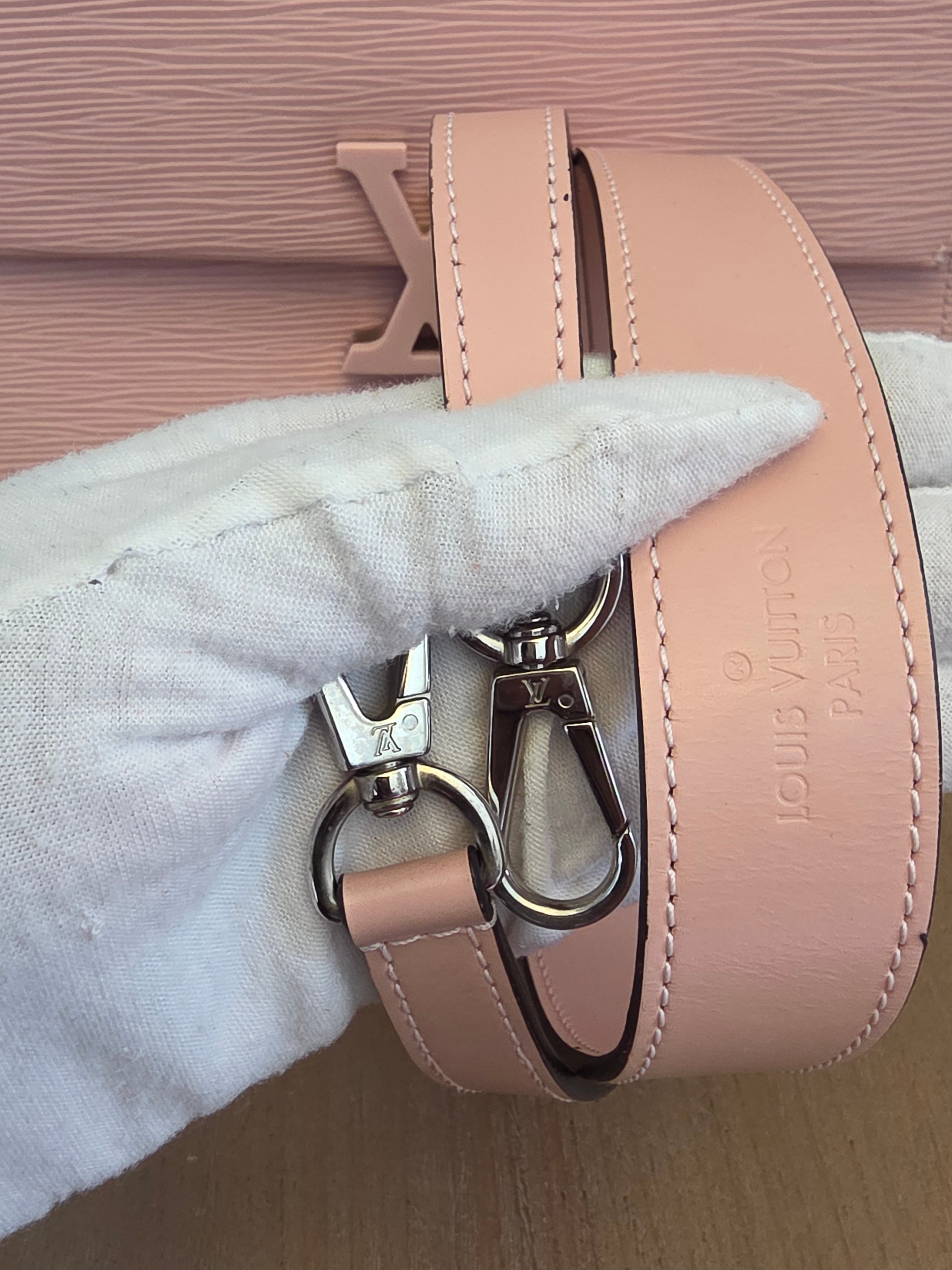 Louis Vuitton Cluny BB Epi Leather Rose Ballerine Top Handle Bag
