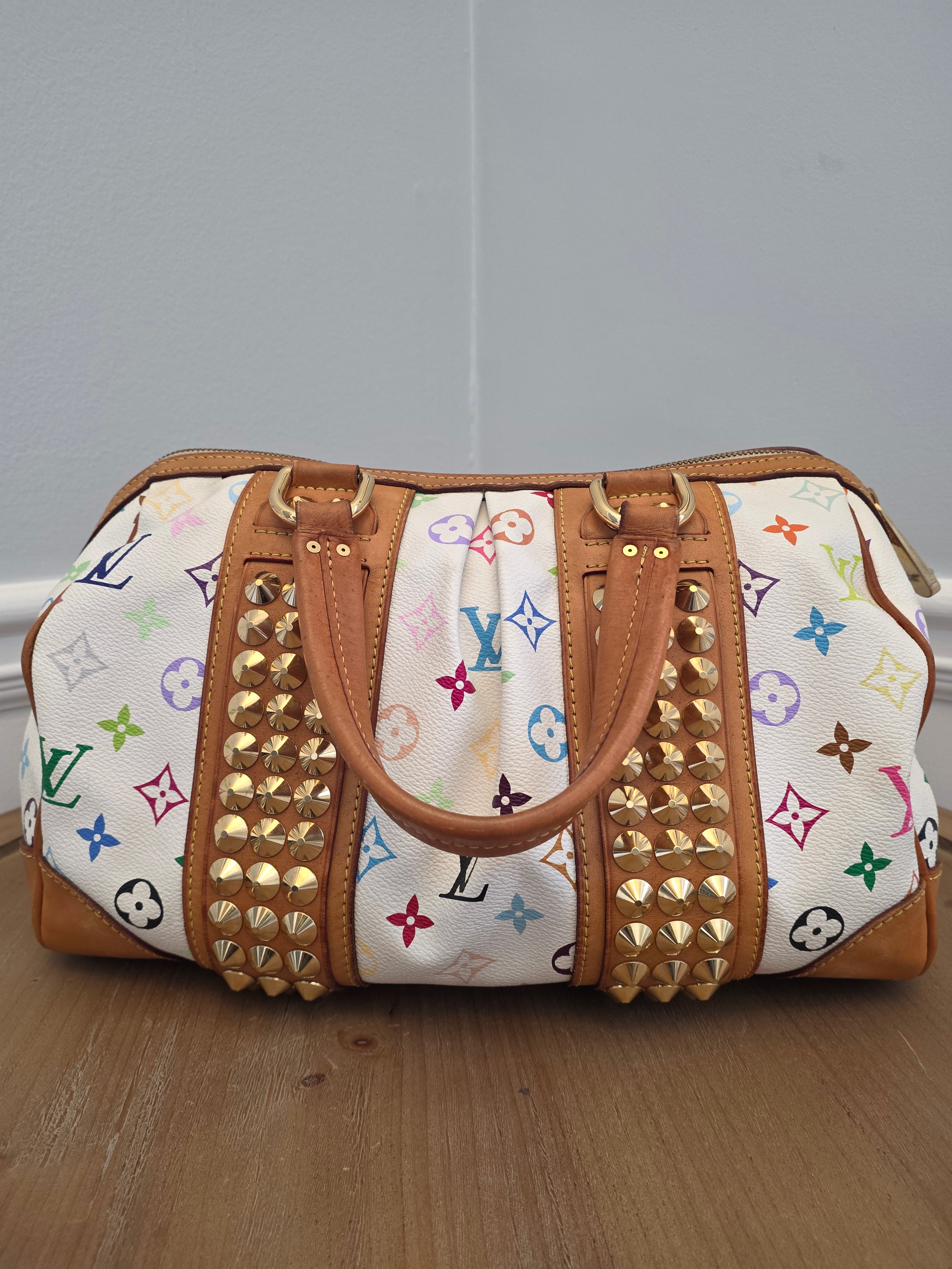 Louis Vuitton x Richard Prince White Multicolor Monogram Jokes Speedy Bag