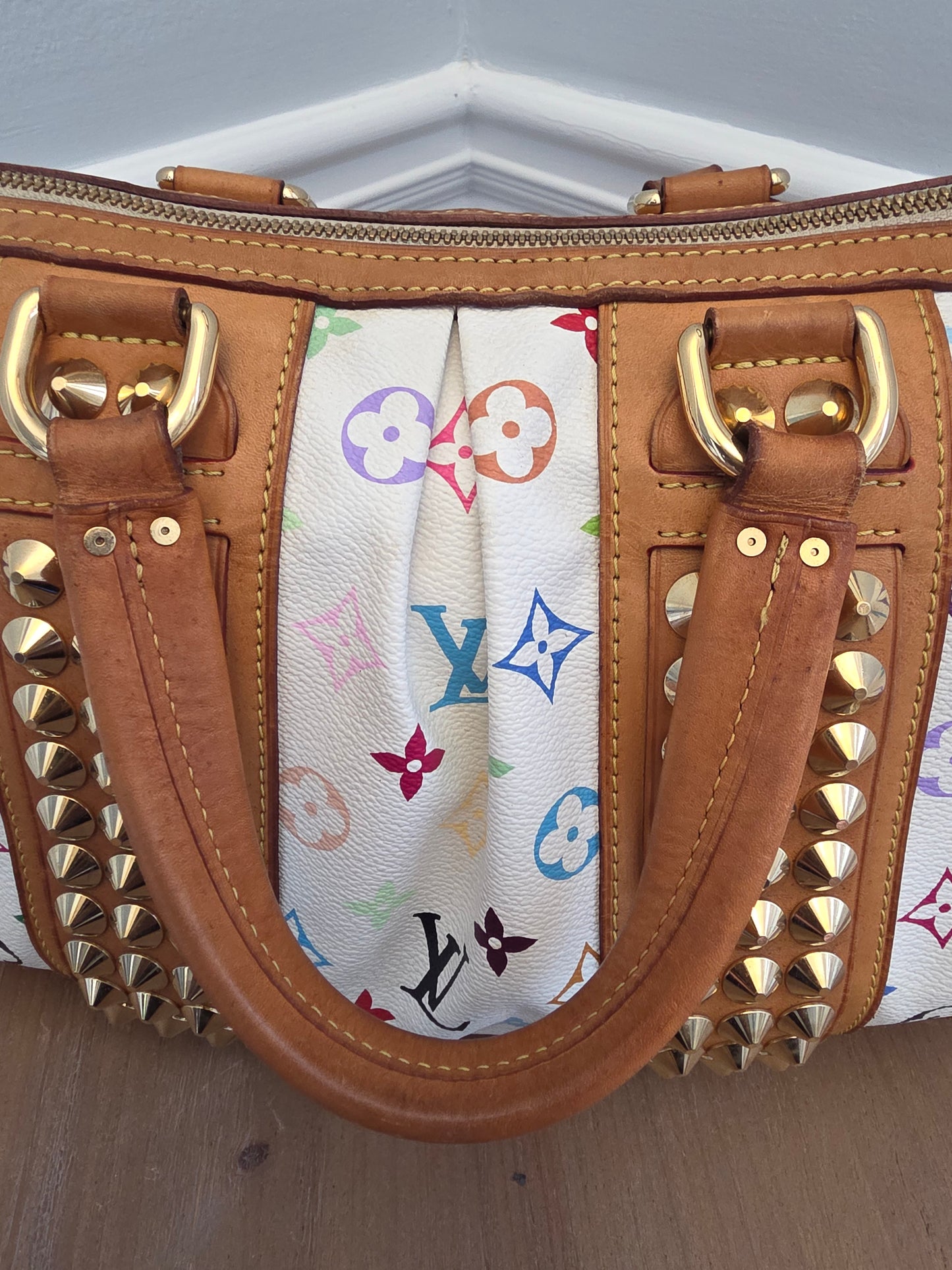 Louis Vuitton x Richard Prince White Multicolor Monogram Jokes Speedy Bag