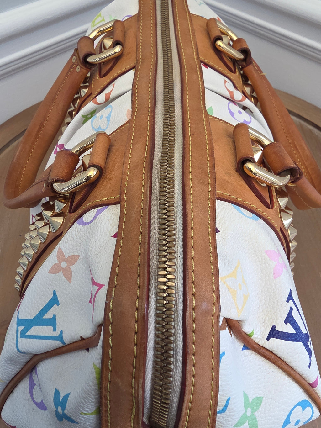 Louis Vuitton x Richard Prince White Multicolor Monogram Jokes Speedy Bag