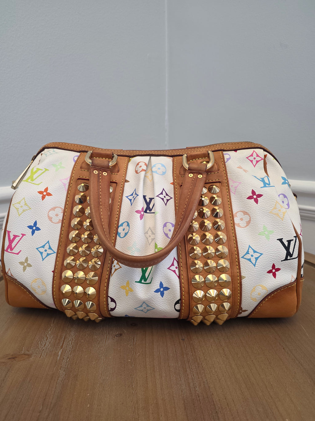 Louis Vuitton x Richard Prince White Multicolor Monogram Jokes Speedy Bag