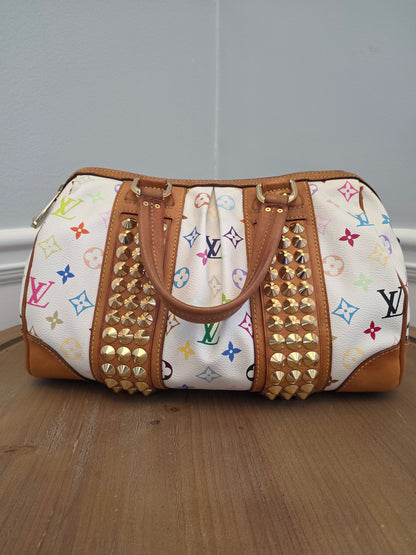 Louis Vuitton x Richard Prince White Multicolor Monogram Jokes Speedy Bag