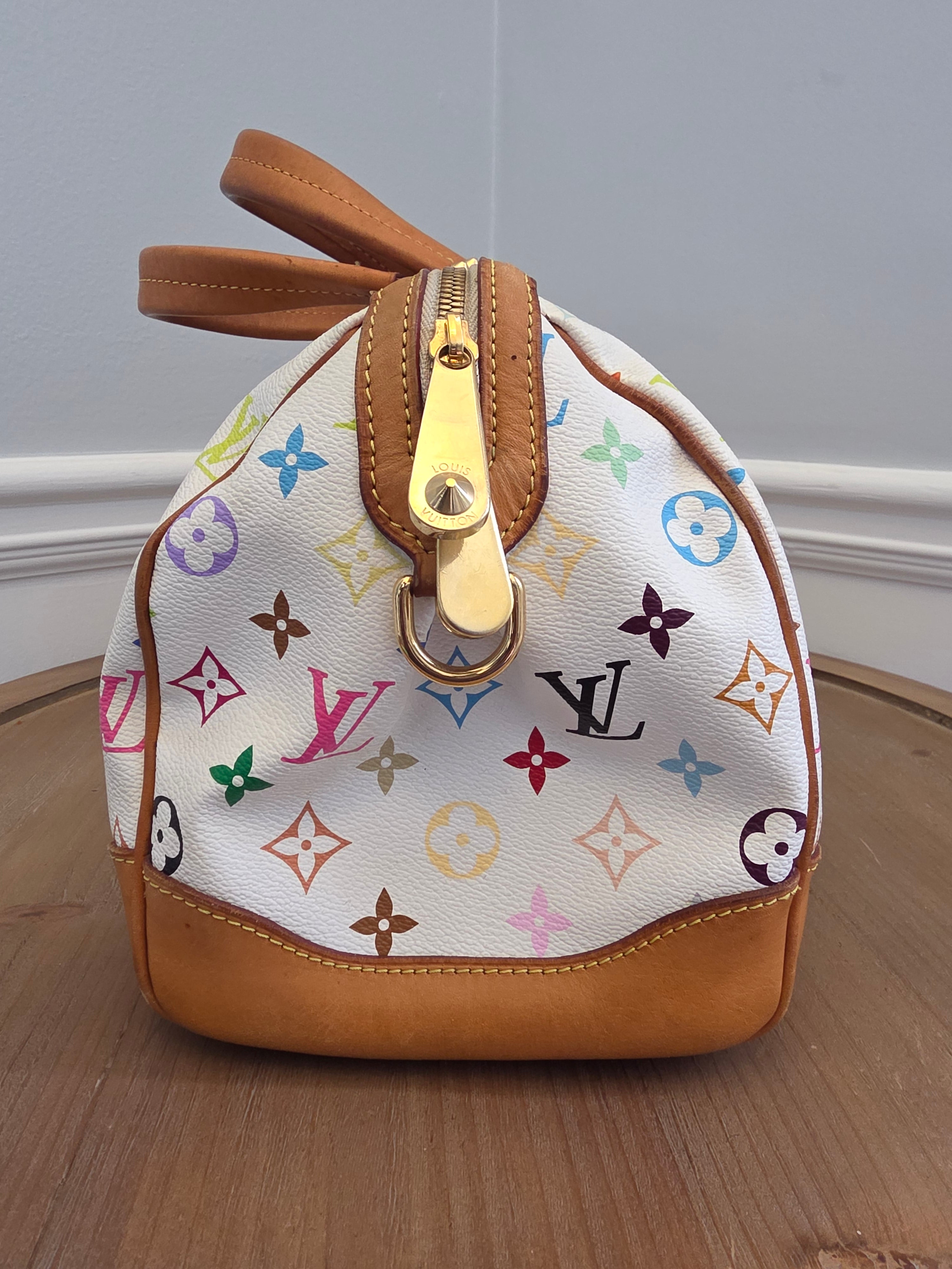 Louis Vuitton x Richard Prince White Multicolor Monogram Jokes Speedy Bag