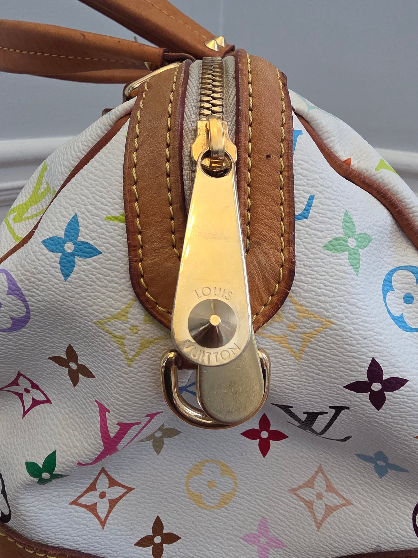 Louis Vuitton x Richard Prince White Multicolor Monogram Jokes Speedy Bag