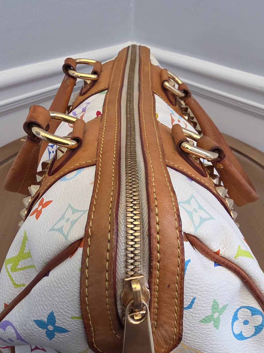Louis Vuitton x Richard Prince White Multicolor Monogram Jokes Speedy Bag
