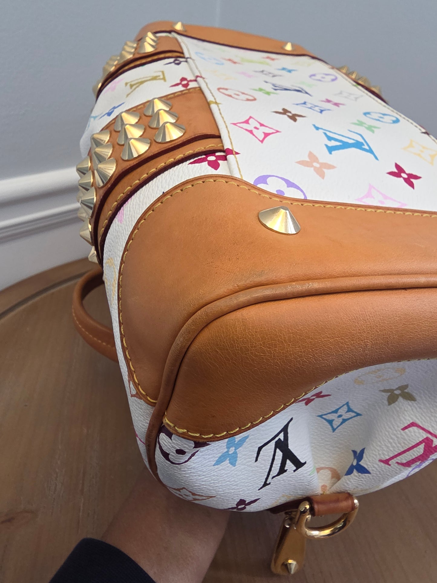 Louis Vuitton x Richard Prince White Multicolor Monogram Jokes Speedy Bag