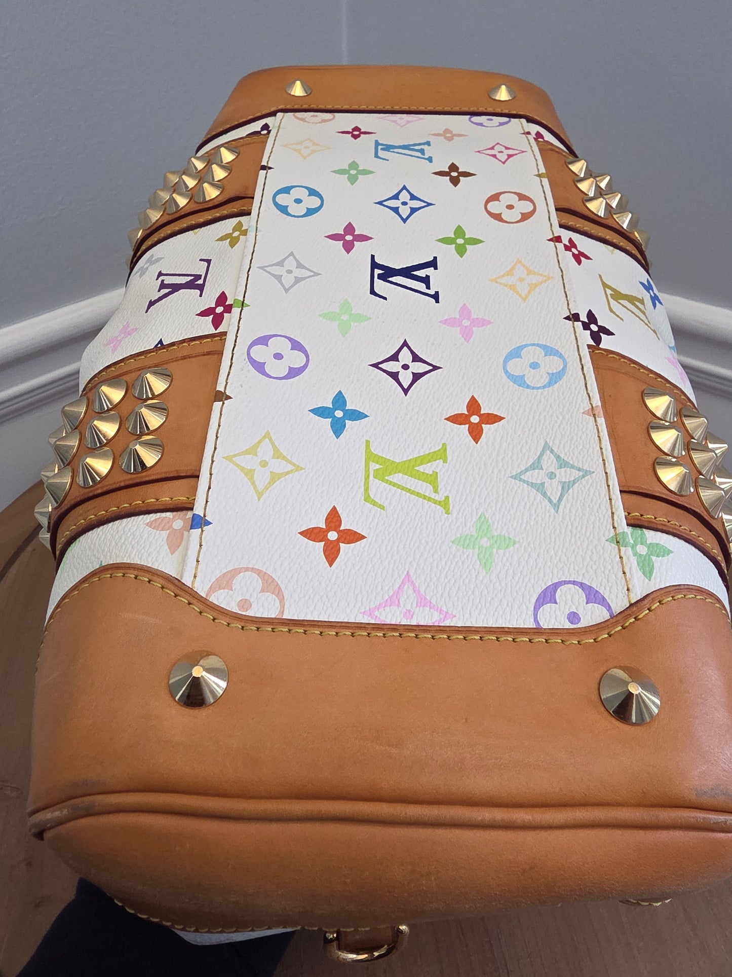 Louis Vuitton x Richard Prince White Multicolor Monogram Jokes Speedy Bag