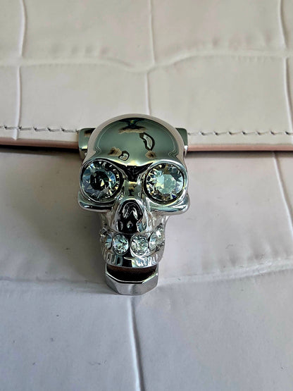 Alexander McQueen Pink Croc Embossed Skull Clutch Wallet | Crystal Skull Closure