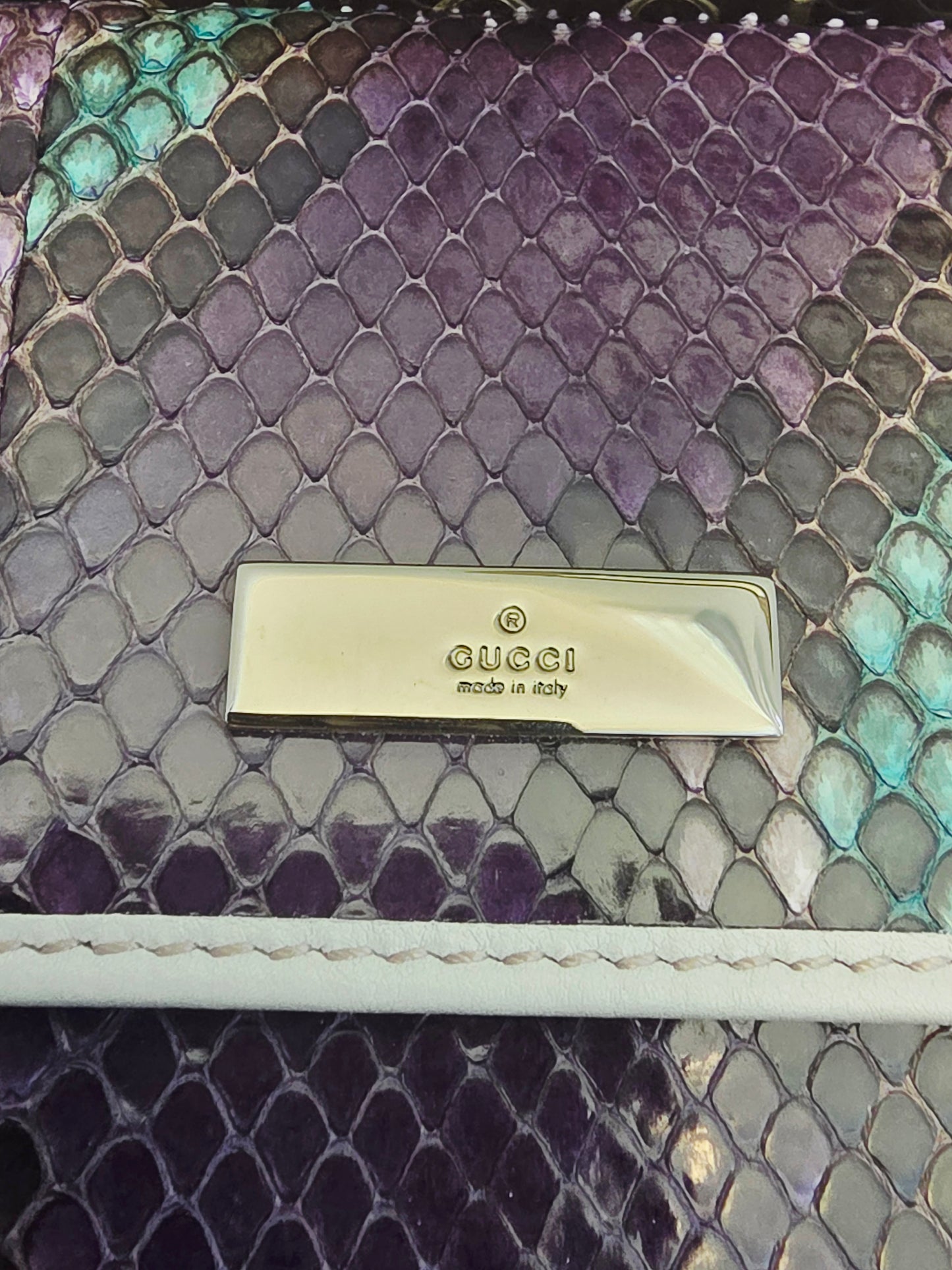 Gucci Multicolor Python Continental Wallet | Purple Exotic Leather | Box & Dust Bag