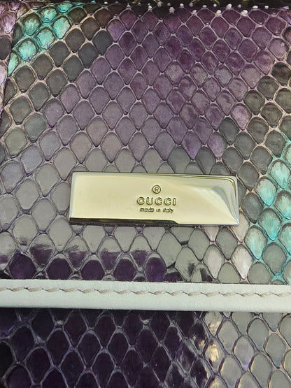 Gucci Multicolor Python Continental Wallet | Purple Exotic Leather | Box & Dust Bag