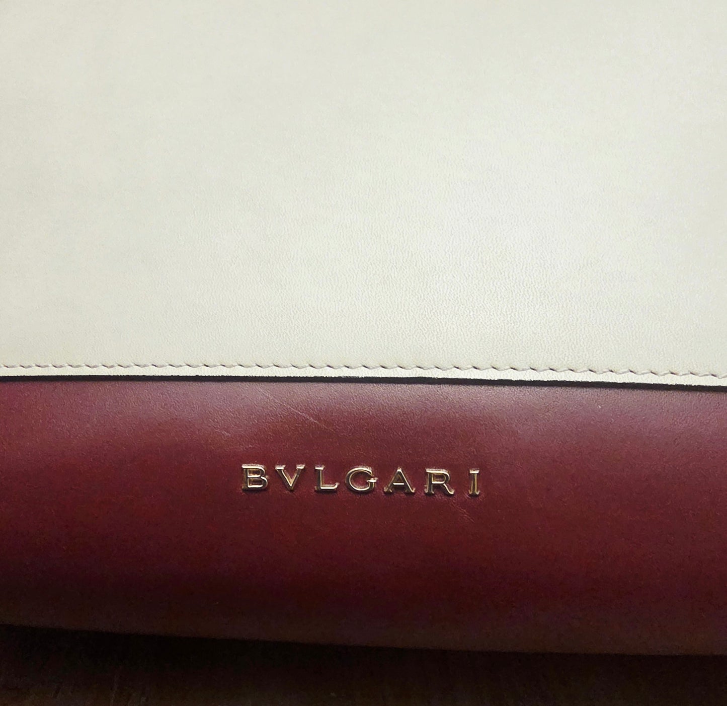 BVLGARI Serpenti Top Handle Tote Bag Ivory & Burgundy Leather with Enamel Scale Handles