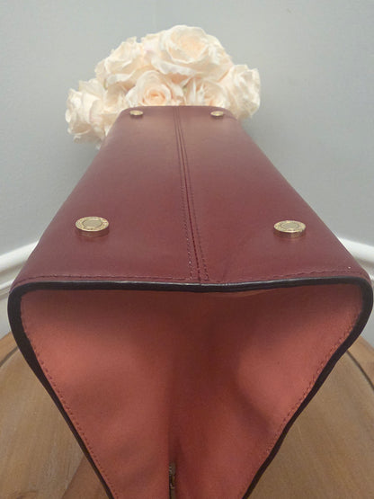 BVLGARI Serpenti Top Handle Tote Bag Ivory & Burgundy Leather with Enamel Scale Handles