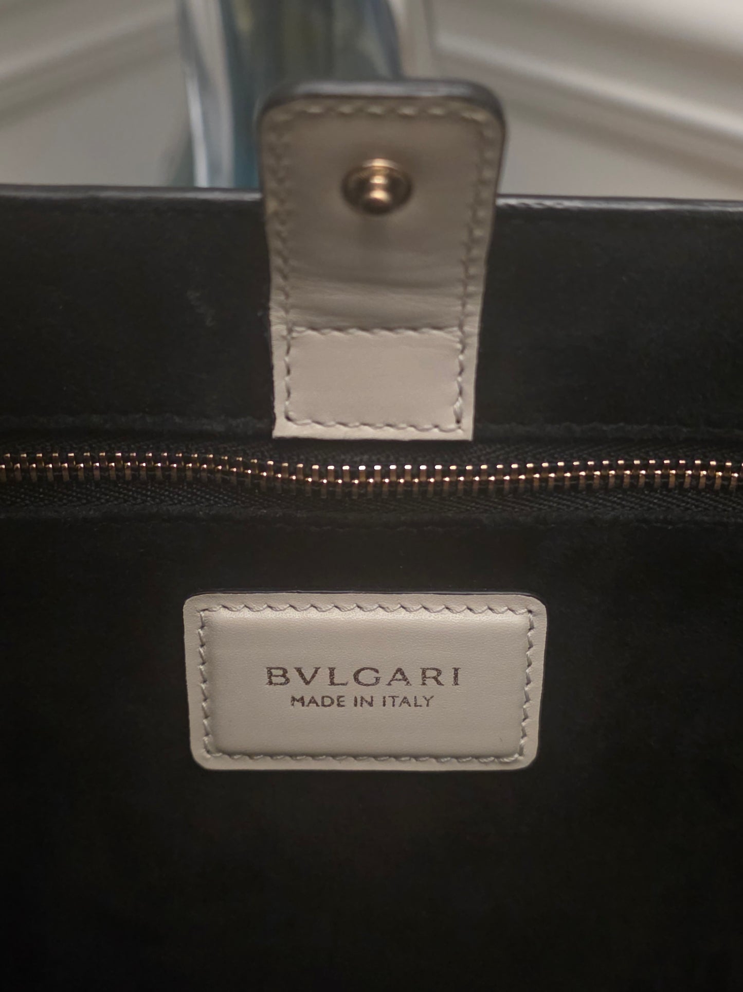 BVLGARI Serpenti Top Handle Tote Bag Ivory & Burgundy Leather with Enamel Scale Handles
