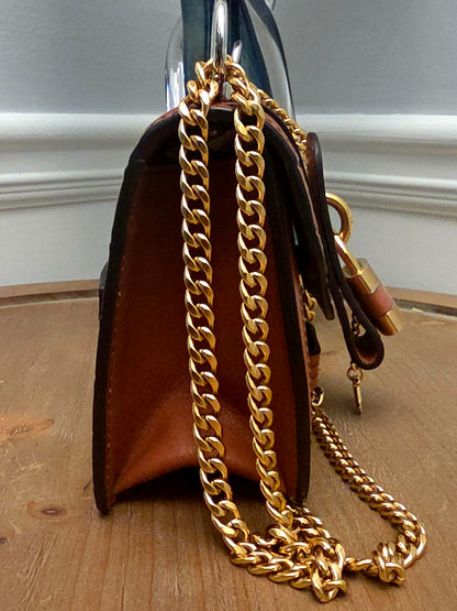 Chloé Aby Lock Small Croc-Embossed Leather Shoulder Bag