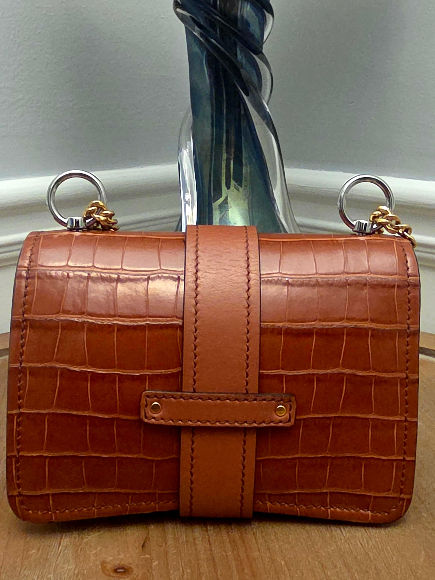 Chloé Aby Lock Small Croc-Embossed Leather Shoulder Bag