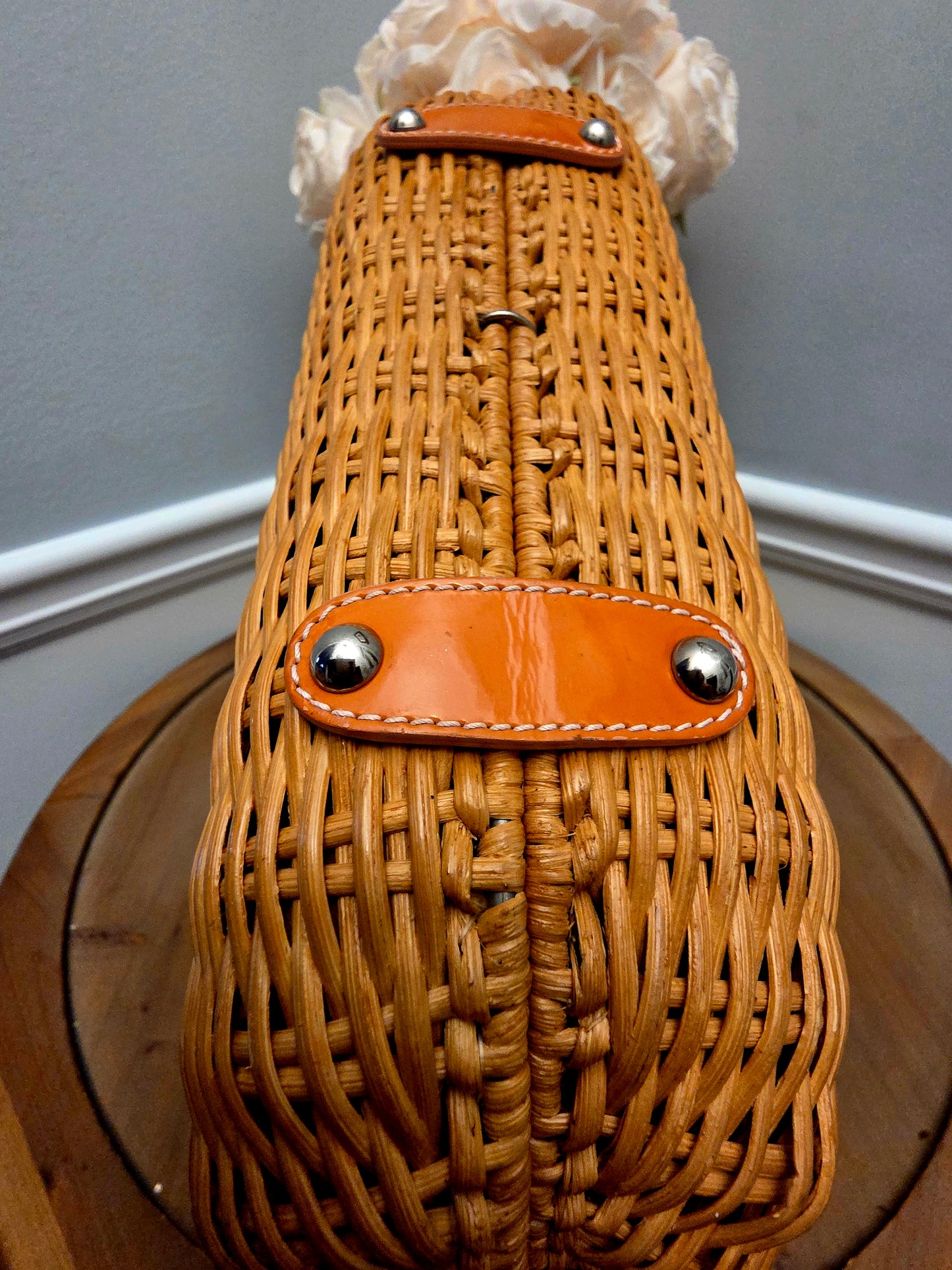 Rare Vintage Salvatore Ferragamo Vara Bow Wicker Shoulder Bag
