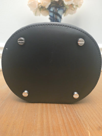 MCM Black Embossed Monogram Vanity Bag with Scarf Handle & Strap | IG Collective