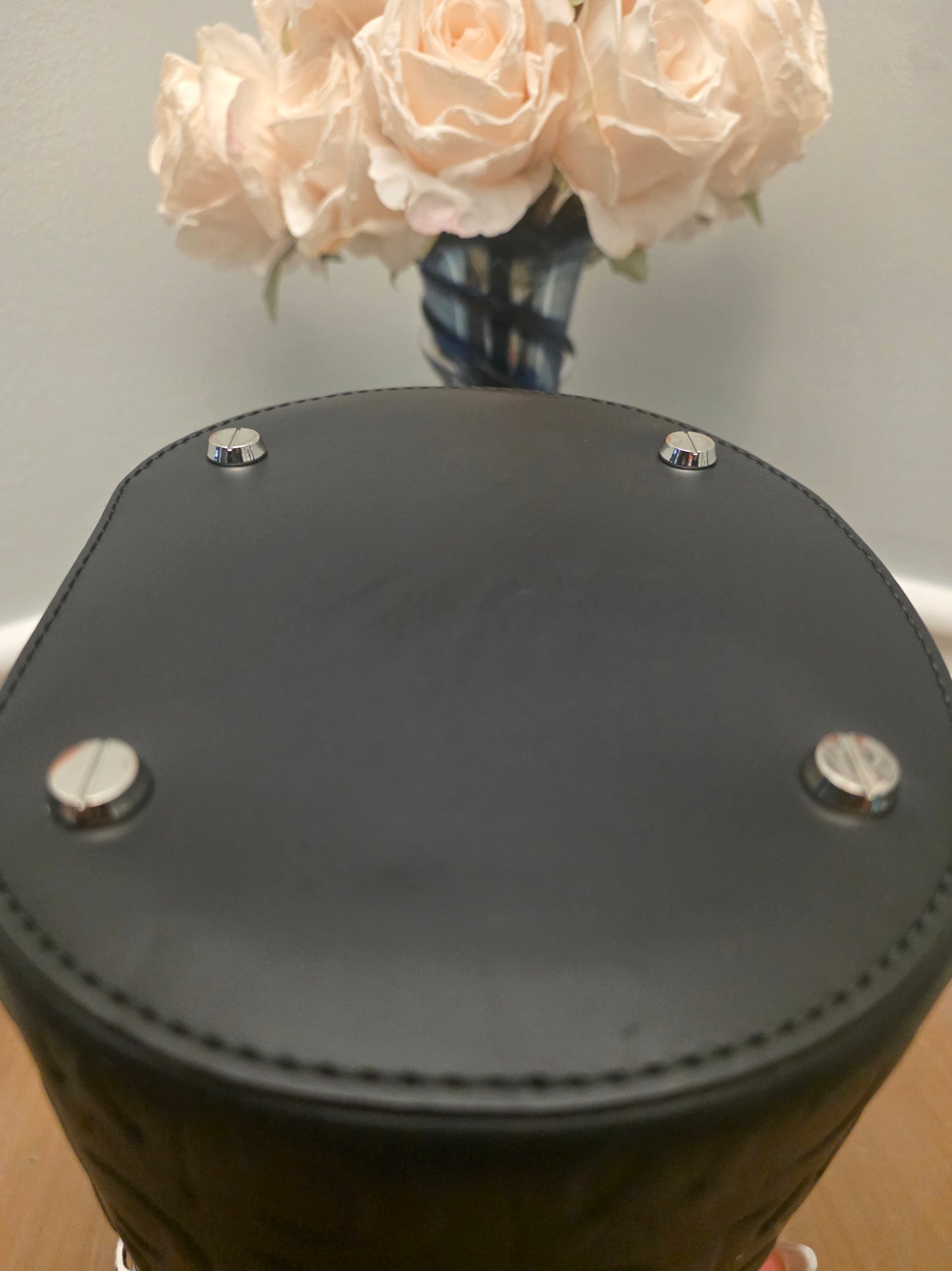 MCM Black Embossed Monogram Vanity Bag with Scarf Handle & Strap | IG Collective