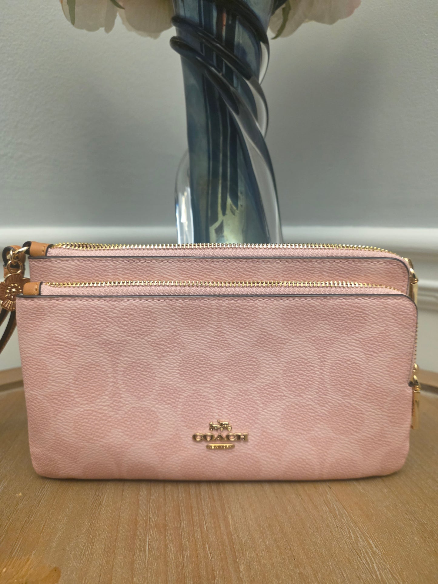 Coach Double Zip Signature Canvas Wristlet