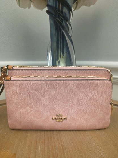Coach Double Zip Signature Canvas Wristlet