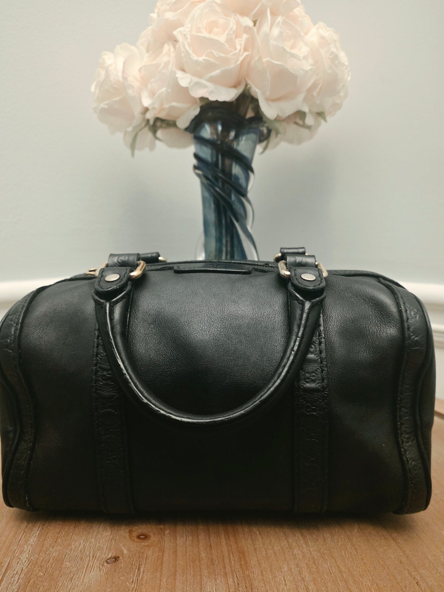 Gucci Black Leather Guccissima Mini Boston Bag  Listing Price