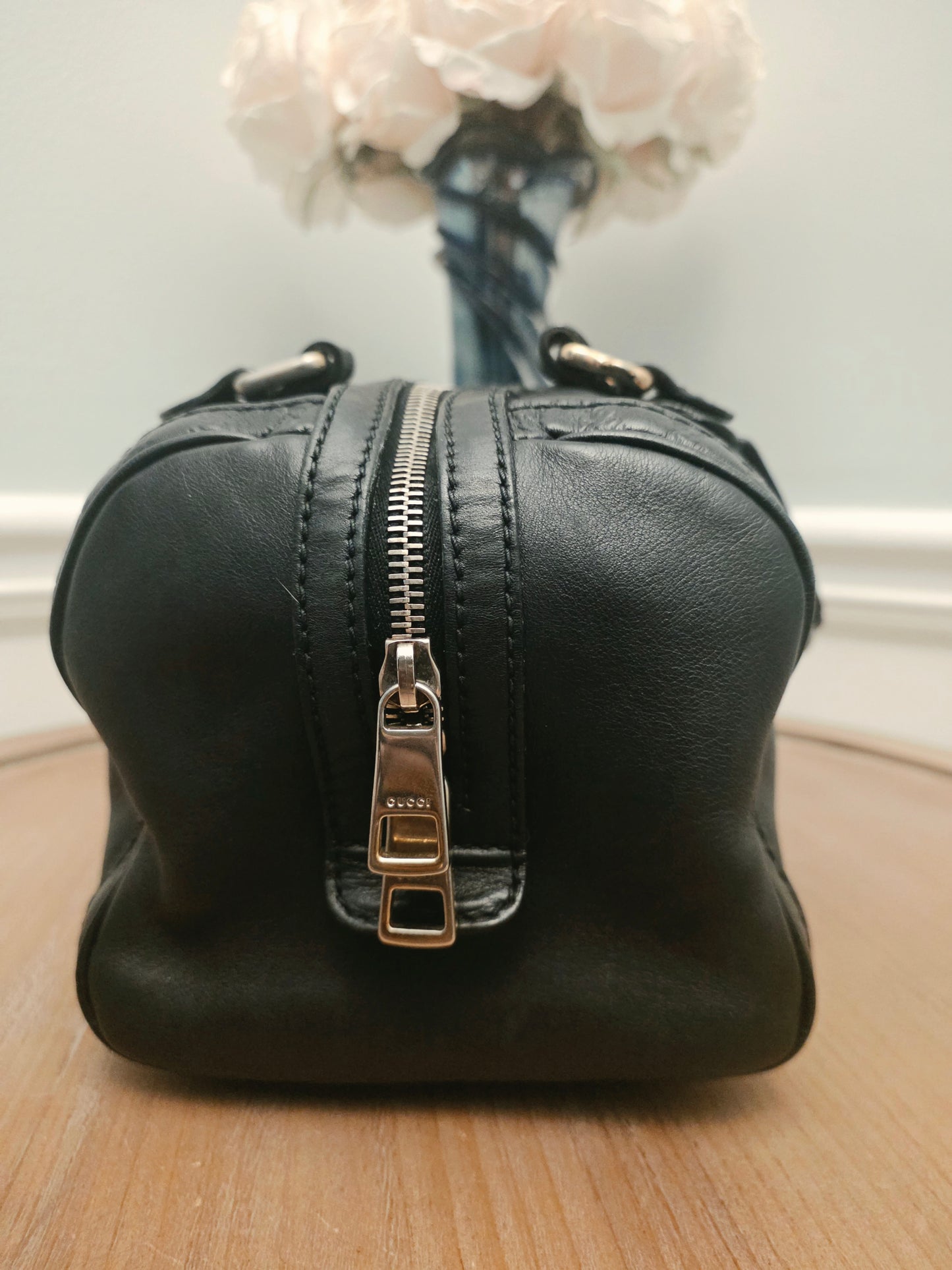 Gucci Black Leather Guccissima Mini Boston Bag  Listing Price
