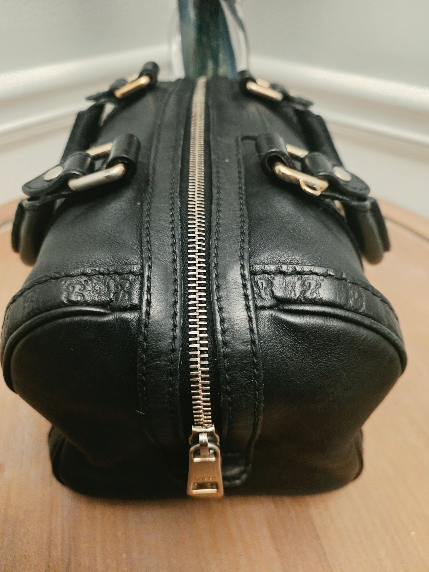 Gucci Black Leather Guccissima Mini Boston Bag  Listing Price
