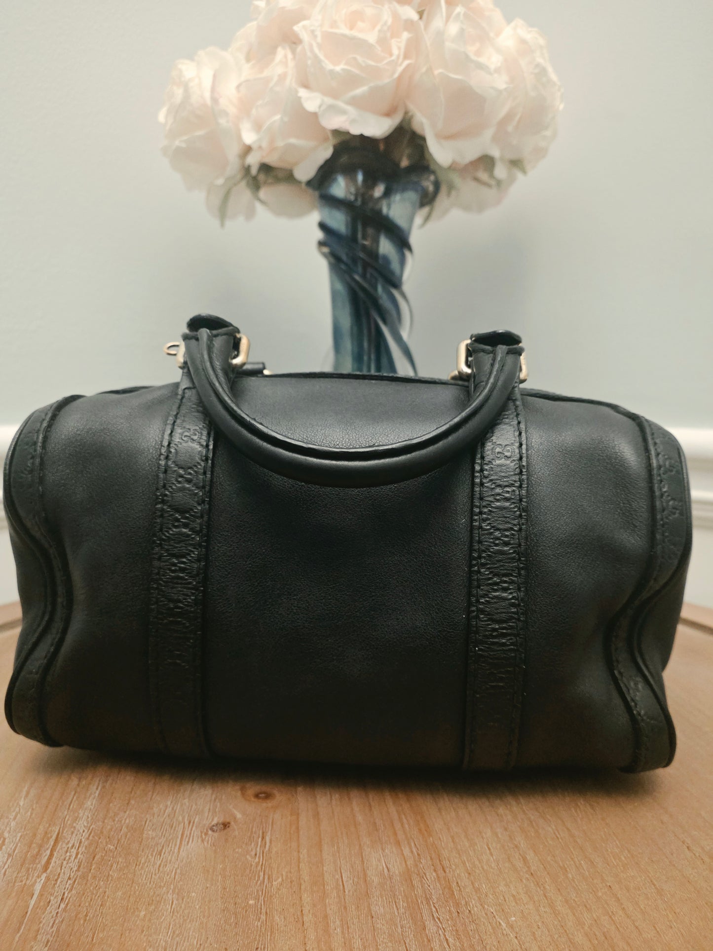 Gucci Black Leather Guccissima Mini Boston Bag  Listing Price