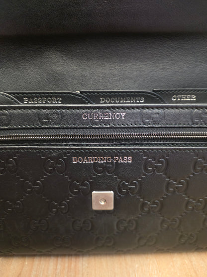 Gucci Black Guccissima Leather Travel Wallet / Continental Organizer
