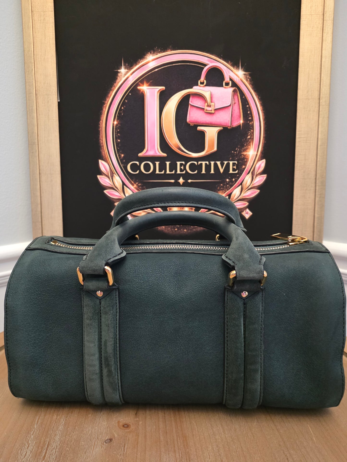 Burberry Prorsum Dark Green Nubuck Leather Owl Doctor Bag