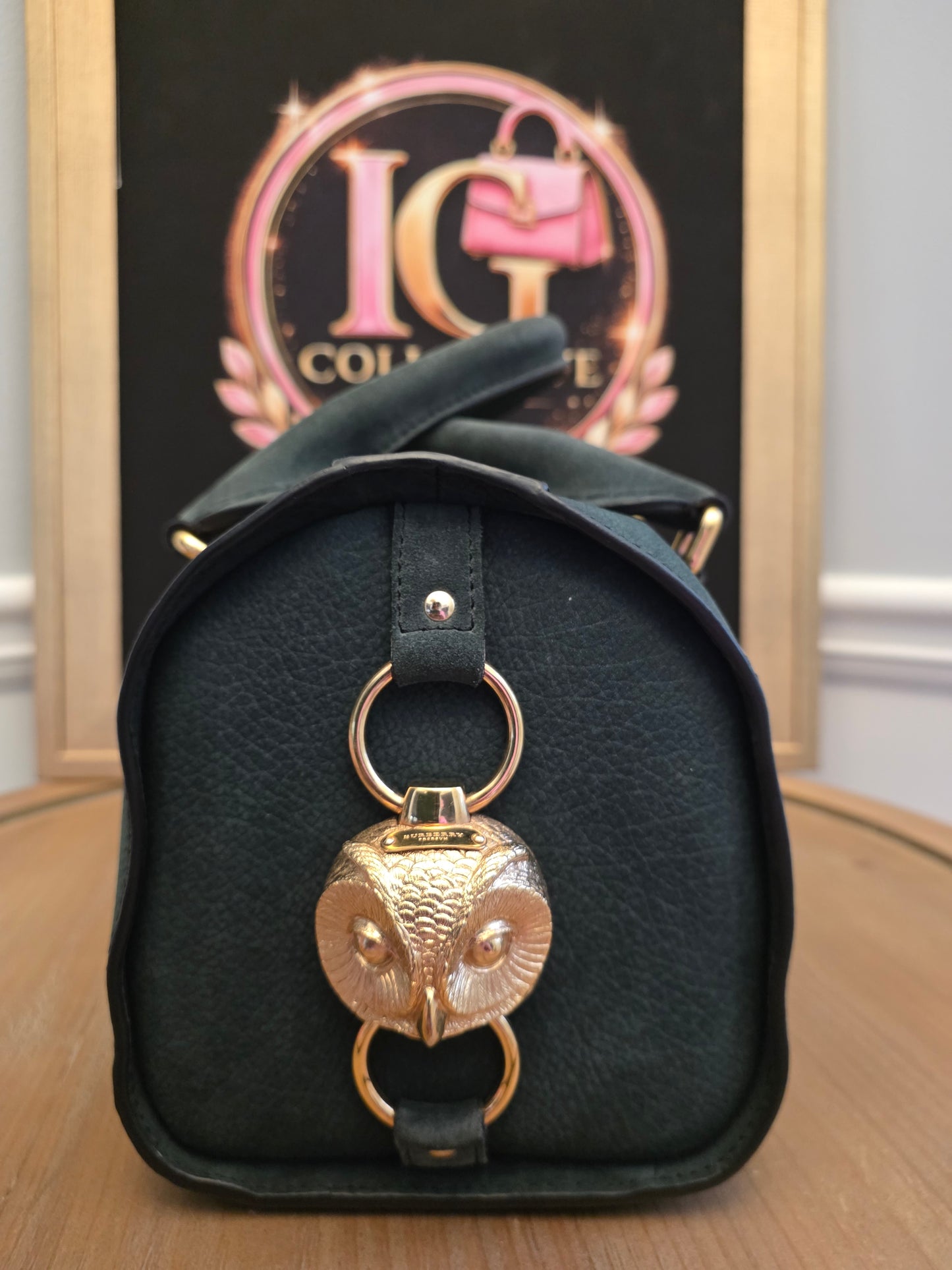 Burberry Prorsum Dark Green Nubuck Leather Owl Doctor Bag