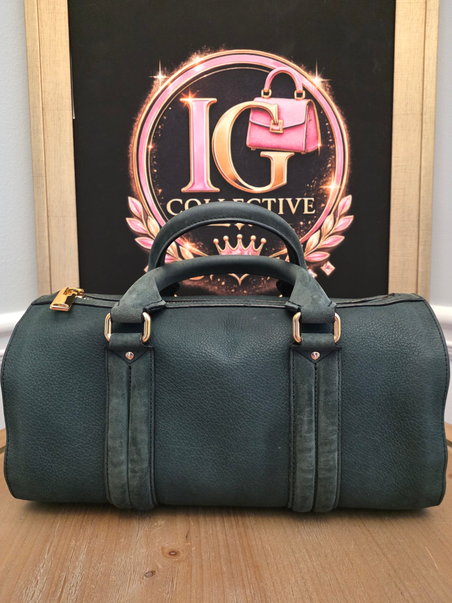 Burberry Prorsum Dark Green Nubuck Leather Owl Doctor Bag